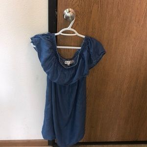 Faux jean off the shoulder dress